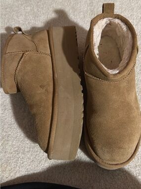 UGG Chestnut Suede Platform Ankle Booties